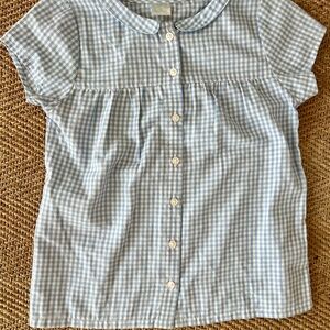 Edgehill Collection Blue Gingham Button-Front Blouse